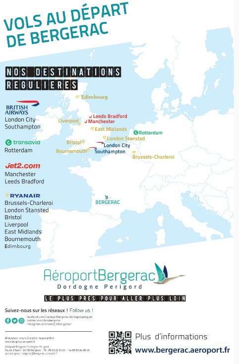 Bergerac flight map 2024